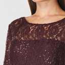 S.L. Fashions Women's Midi Length Sequin Fit and Flare Dress (Missy Petite), Lace Fig, 12