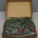 12FT(2*6FT) Christmas Norfolk Pine Garlands, Winter Decor Real Touch Pine Garland, Artificial Greenery Xmas Garland with Red Berries and Pinecones for Holiday Table,Wall,Mantel, Decoration, 2Pack