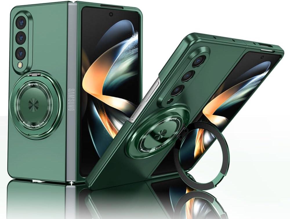 Compatible with Samsung Galaxy Z Fold 4,Magnetic Stand Ring Holder Shockproof Slim Cell Cover Protective,Phone Cover Case for Samsung Galaxy Z Fold 4 5G (Green)