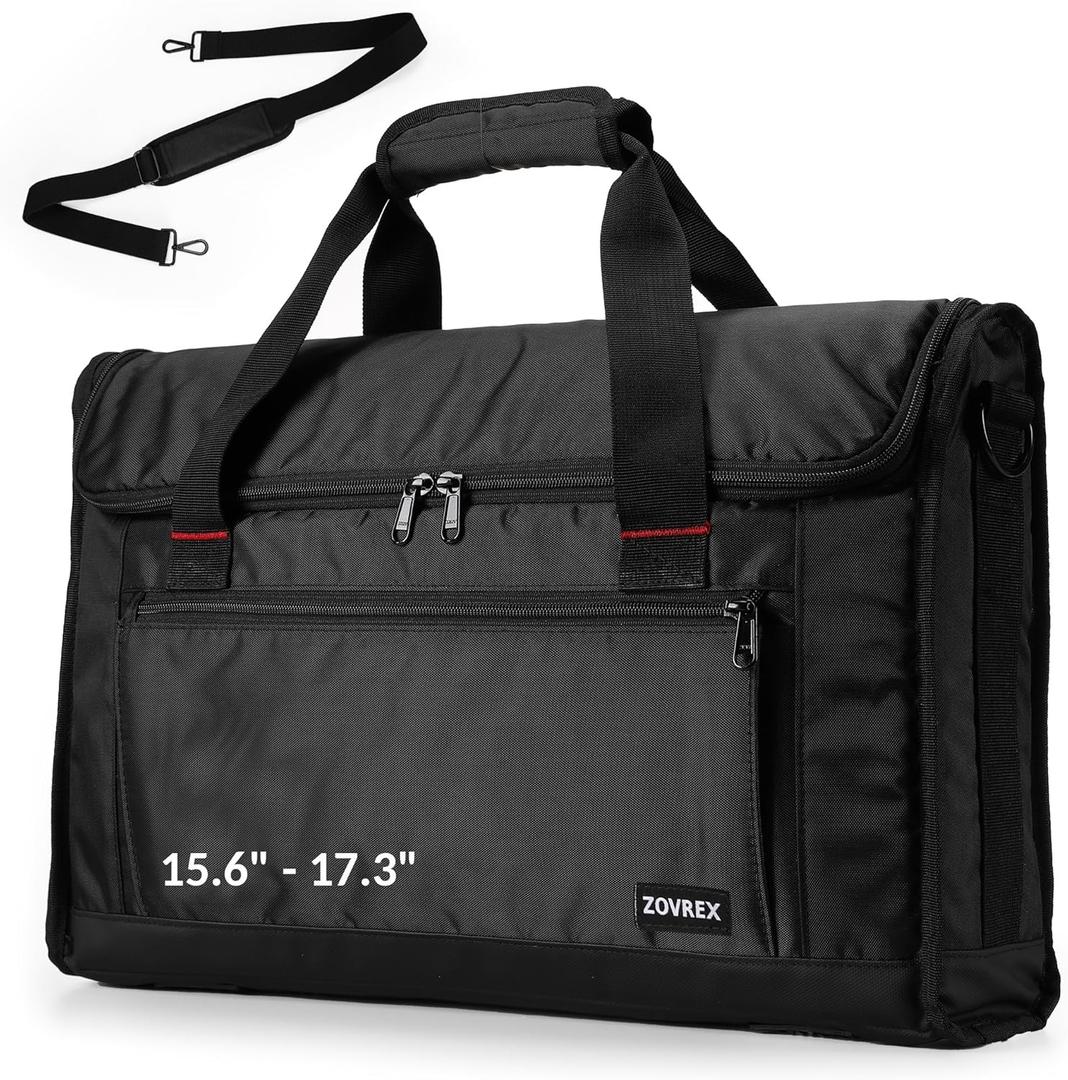 Portable Monitor Carrying Case for 15.6" to 17.3" Portable Monitors — Fits 2 Monitors — Structured Travel Bag with Padded Protection Shoulder Strap and Luggage Sleeve for Portable Monitors