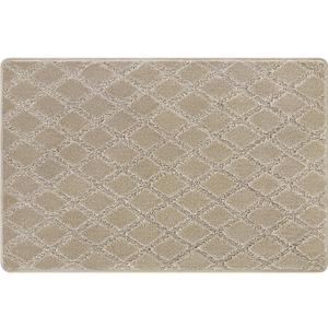 PURE ERA Carpet Stair Tread Landing Mat Tape Free Self Adhesive Non Slip Skid Resistant Indoor Doormat Area Rug Floor Mat for Kitchen Bathroom Workstations Washable 2' X 3' (Cream Gray Diamond Trellis)
