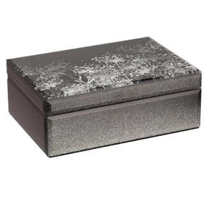 Dandelion Glass Jewelry Box,Velvet Jewelry Organizer with10.1x7.1x3.7 Inches, Jewlry Box for Women Bridesmaid Christmas Teacher Gifts(Black Silver)