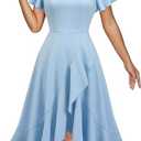 DRESSTELLS Women's Cocktail Party Dress, Formal Wedding Guest Church Vintage Holiday Evening Prom High Low Dresses 2025, Size: 3XL