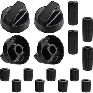Blutoget 4 Pack Black Universal Control Knobs with 12 Adapters, Compatible with Oven Stove, Universal Stove Knobs