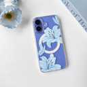 NITITOP Compatible with iPhone 16 Plus Case Clear Magnetic Compatible with MagSafe Cute Lily Flowers Floral for Women Girls Hard PC Back Shockproof Protective Phone Cover - Blue