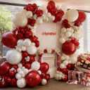 Red White Balloon Garland Dark Red Double Stuffed Balloons Arch Kit Set For Birthday Mothers Day Valentine Engagement Anniversary Bridal Shower Party Decorations