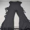 WOKANSE Women's Sexy Solid Bodycon V Neck Fringe Short Sleeve Bell Bottom Long Pants Jumpsuit Romper, Large, Dark Gray