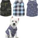 3 Pieces Winter Fabric Dog Sweater with Leash Ring Soft Fleece Vest Dog Clothes Plaid Camouflage Warm Puppy Jacket Pullover Clothes for Small Cat Puppy Chihuahua(XS)