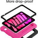 Kids Case for iPad Mini 7 (A17 Pro) 2024 /iPad Mini6 2021, Light Weight Heavy Duty/Shockproof/Drop Proof with Handle/Kickstand, Child Friendly Cover for iPad Mini 7th/6th Gen 8.3inch (Hot Pink)