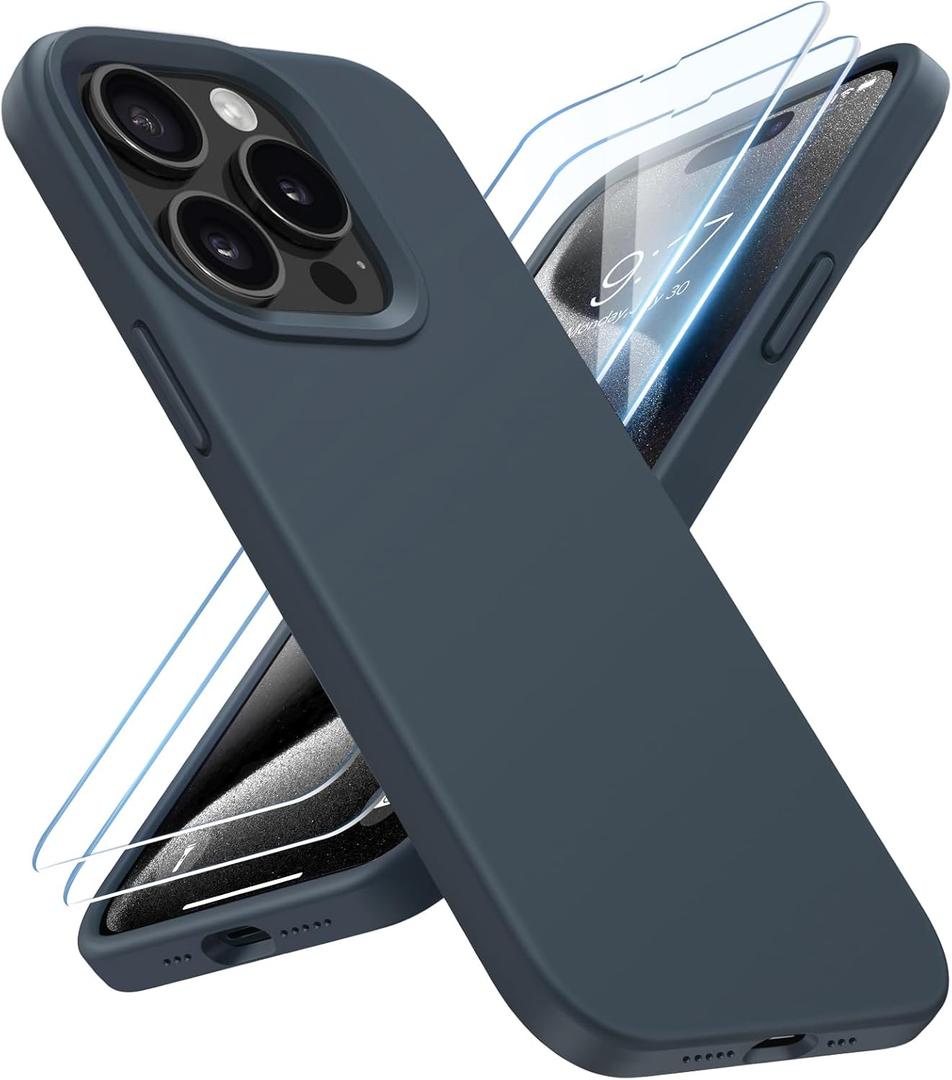 for iPhone 15 Pro Case Liquid Silicone Slim Shockproof Protective Cover 6.1 Inch Anti-Scratch Drop Protection,Midnight Blue