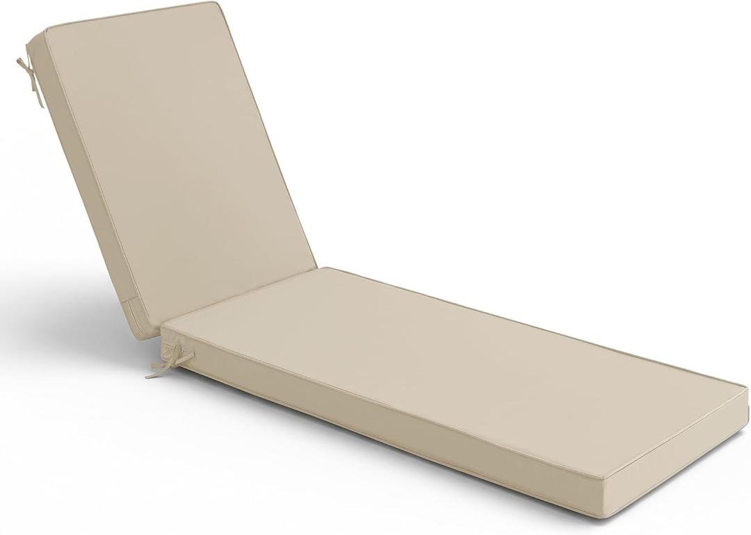 Summsun Outdoor Chaise Lounge Cushions, 80 x 26 x 3 Inch, Cream
Sun Lounger Replacement Cushion Pads, Water Resistant, Fade Resistant, Removable Cover, Straps, Fit for Patio, Pool, Beach