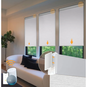 Motorized Automatic Blinds - Cordless Roller Shades with Remote Control, Smart Blinds (White, 23 x 72)