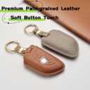 Key Fob Cover for BMW, Leather Car Key Case Shell Protector with Key Chain for 2 5 6 7 Series X1 X2 X3 X5 X6 X7 M5 M6 (CAPPUCCINO, BLADE SIZE)