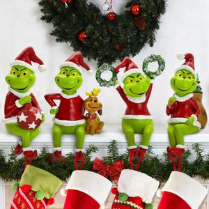 pinata Christmas Stocking Holders for Mantel Set of 4, Christmas Stocking Holder for Fireplace, Xmas Mantle Stockings Hangers Decorations