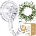 ANDGOO 4 Pack Large Suction Cup Hooks for Door Wreaths, Wreath Hangers for Front Door, Glass, Window, Shower, Upgraded 1.9" Diameter Wreath Holder, No Tools, No Damage, Holds Up to 22 lbs