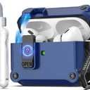 R-fun Compatible with AirPods Pro 2nd Generation 2023(USB-C),2022(Lightning Cable),1st Gen 2019 Charging Case, Full Drop Protection Auto Pop-Up Lid Design with Cleaner Kit, Blue