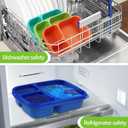 buluker 4 Pack Bento Lunch Box Set 3 Compartment Wheat Straw Meal Prep Food Storage Containers Plastic, Microwave and Dishwasher SafeJewel Brights