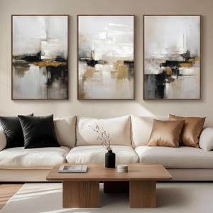 Zessonic Neutral Abstract Landscape 3D Textured Modern Wall Art,16"x24"x3, 16" x 24" x 3 Panels