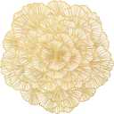 Round Gold Placemats Set of 4 Flower Tablemats Round Vinyl Place Mats Table Setting Kitchen Table Mats for Dining Table Holiday Wedding Decorative