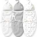KeaBabies 3-Pack Swaddles for Newborns, Girls, Boys with Hats - Organic Soft Baby Sleep Sacks, Breathable Baby Swaddle 3-6 Months Beanies Set, Premie Infant Sleep Sack 0-3 Months (Nordic)