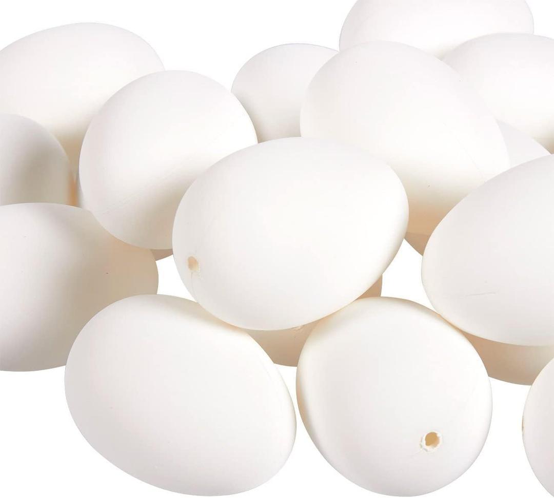 Juvale 48-Pack Blank White Plastic Eggs for DIY Painting and Decorating, Paintable Easter Eggs for Special Celebrations, Creative Crafting with Friends and Family