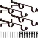 Vicenpal 4 Pack Extended Curtain Rod Brackets Double Curtain Rod Bracket Long Double Drapery Window Wall Mount Bracket Holder, up to 1.25 Holder for Window, Bedroom, Drapery