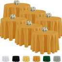 Fitable 6 Pack Gold Round Tablecloths - 90 Inches Round - Wrinkle and Stain Resistant Fabric Table Clothes, Washable Polyester Table Covers for Wedding, Party, Banquet, Formal Events