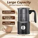 Electric Milk Frother, 4-in-1 Milk Frother and Steamer for Coffee - Warm & Cold Foam with Anti-burn Propeller, 350ml Capacity, Easy to Clean, perfect for Cappuccino, Latte, and Choc, BPA Free (Black)
