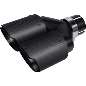 Vechkom 2.5 "Inlet to 3.5" Outlet Exhaust Tip 7.48'' overall width Black Dual Y Carbon Fiber Car Rear Tip 9.8" Length Universal for Vehicles with 2.5" O.D. (Matt All Black)