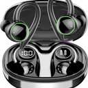 Wireless Earbuds, Bluetooth 5.4 Headphones Sport, Over Ear Buds With ENC Noise Cancelling Mic, 48H, Wireless Earphone With Earhooks, Stereo Deep Bass, IP7 Waterproof Headset for Workout Running, Black
