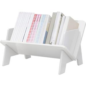 Wood Bookcase in Living Room/Home/Office, Desktop Book Shelf Organizer Bookshelves Storage Rack for CDs/Magazine/Books Display (White, 13.6")