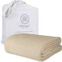 Threadmill Luxury Cotton Blankets for Twin Size Bed | All-Season 100% Cotton Twin Blanket for Bed | Herringbone, Soft & Cozy Fall Thermal Blanket, 350GSM, 68x92 inches | Beige (Twin (68" x 92"))