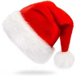 CCINEE Kids Santa Hat,Christmas Santa Velvet Plush Red Hat for Holiday Home Decoration Xmas Party Supplies, 1 Pack