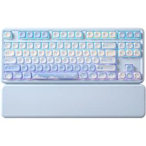 YUNZII B87 Wireless Mechanical Keyboard,QMK/VIA Programmable,TKL Layout 87 Keys,BT/2.4G/USB-C,Hot Swap Gasket Mount RGB Backlit Gaming with Wrist Rest for Win/Mac(Blue, Milk V2)