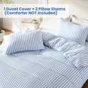 ROSE&RISY Blue Queen Duvet Cover Set, 3 Pieces Soft Bedding Queen Set, Breathable and Cooling,Includes 1 Duvet Cover, 2 Pillow Cases (Blue Stripe, Queen)