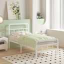 14 Inch Twin Bed Frames with Headboard and Footboard, Heavy Duty Twin Bed Frame with Underneath Storage, No Box Spring Needed, Easy Assembly, White