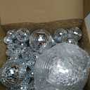 54 Pcs Disco Ball Hanging Decor - Mini Silver Mirror Ball Cake Topper for 74s Themed Party, Wedding, Christmas Supplies
