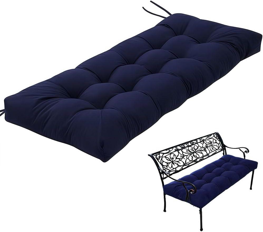 Indoor/Outdoor Bench Cushion Cotton Garden Furniture Loveseat Cushion, Patio Wicker Seat Cushions for Lounger Garden Furniture Patio Lounger Bench (Navy Blue, 39.3 * 19.6in)