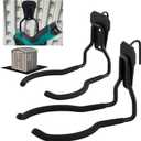 2 Pack Shed Accessories Multi Purpose Shed Hooks Metal Power Tool Holder for Large or Small Tools or Shovels, Black (Arched Shape)