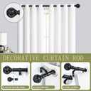 TANGWIN Black Adjustable Curtain Rods for Windows:36-88" Farmhouse Heavy Duty Curtain Rod for Bedroom Living Room, Boho Decorative Rustic Drapery Rods with Vintage Coastal Texture Finial, Matte Black
