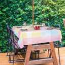 Pink Blue Plaid Outdoor Rectangle Tablecloth with Umbrella Hole 60x84,Rainbow Yellow Buffalo Check Lattice Wrinklefree Wipeable Table Cloth Waterproof Zippered Cover for Camping Picnic Patio Party
