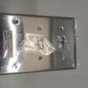 BESTTEN 3-Gang Combo Metal Wall Plate with hite or Clear Plastic Film, 1-Blank/2-Toggle, Standard Size, Corrosion-Resistant Stainless Steel Light Switch Cover, Brushed Finish, 1 Pack, Silver