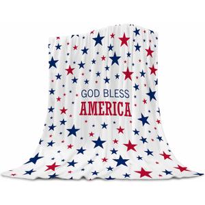 4th of July Blanket, Memorial Day Blanket, 4th of July Throw Blanket, Patriotic Blankets and Throws God Bless American Blankets for Couch Bed 30x40 inches