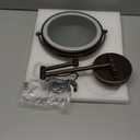 Rocollos Rechargeable Wall Mounted Lighted Makeup Mirror, 8 Inch Double-Sided LED Vanity Mirror 1X/10X Magnification,3 Color Lights Touch Screen Dimmable 360Swivel 13 Inch Extendable