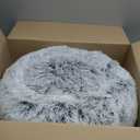 JOLLYVOGUE Calming Dog & Cat Bed for Small Dogs, Anti-Anxiety Donut Cuddler Cozy Soft Round Bed with Anti-Slip Bottom, Fluffy Faux Fur Plush Cushion Beds for Small Medium Dogs (20") (Smoke Grey)