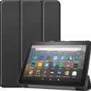 Fire HD 8 Tablet Case - Fits Kindle Fire HD 8 & 8 Plus (8" 12th/10th Gen) Trifold Stand Cover with Backshell and Auto Wake/Sleep (Black)