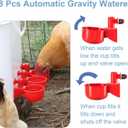 Chicken Feeder No Waste Automatic Poultry Feeder Ports Chicken Feeders and Waterer Set Chicken Feeder Kit 8 Chicken Water Cups with 8 auto Chicken Feeders Ports