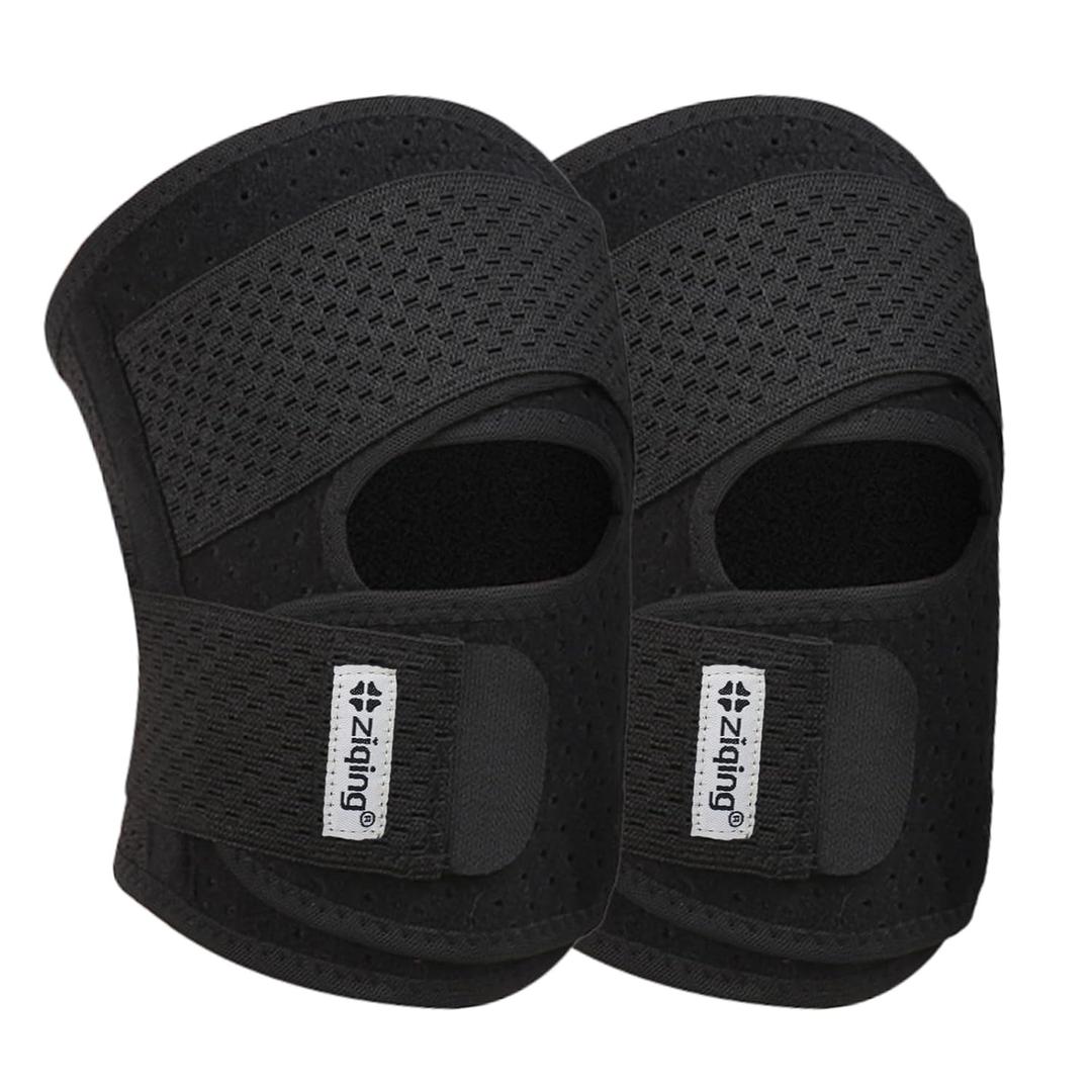 Adjustable Knee Brace - Breathable Compression Support with Dual Spring Stabilizers, Non-Slip Patella Protector (2 Pack) for Comfort, Stability & Everyday Activities (L)