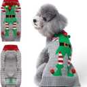 Dog Christmas Sweater Cute Funny Clown Cat Ugly Xmas Outfit Holiday Puppy Costumes Fall Winter Pet Knitted Sweaters Clothes for  Dogs Cats(L,Green)