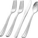 WDF 500PCS Silver Plastic Silverware - Plastic Silver Utensils - 250 Forks 125 Spoons 125 Knives - Heavy Duty Disposable Silverware Sets for Party Baby Shower Wedding Spring